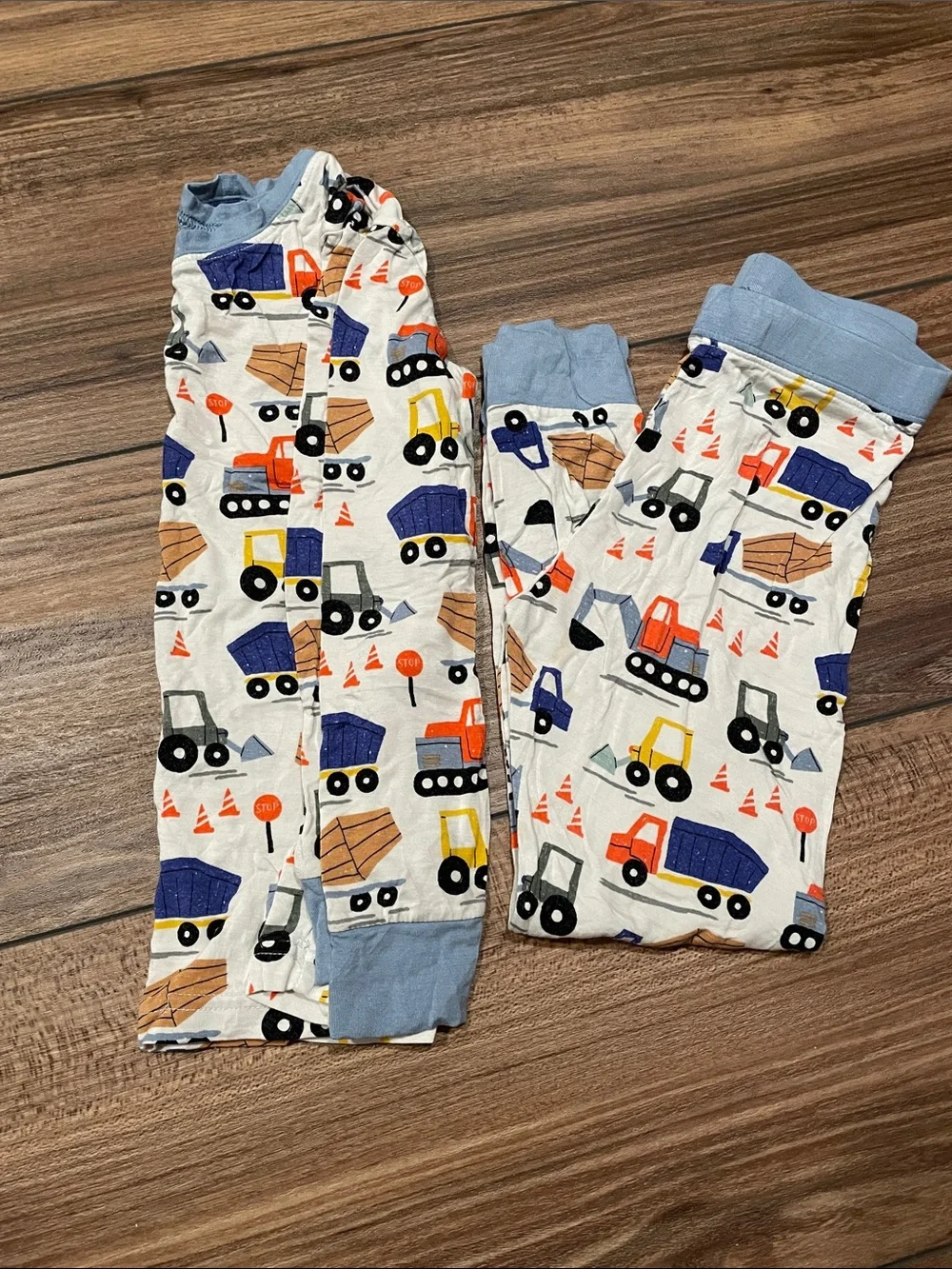 Little Sleepies Construction Truck PJ Set - White, Blue & Orange